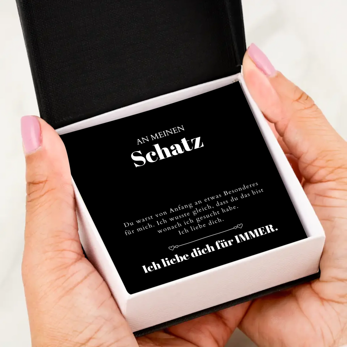 Collier pendentif coeur doré I Love You et carte personnalisée (cadeau Saint Valentin)