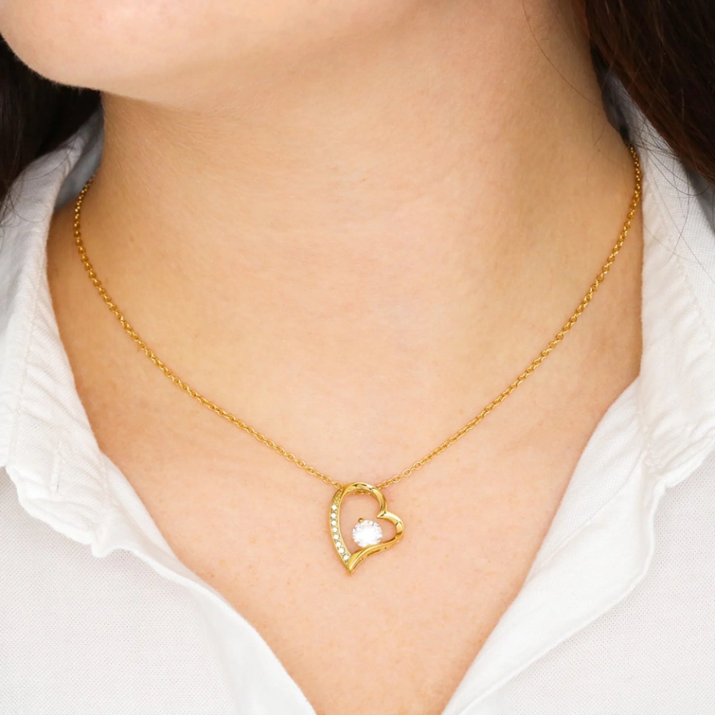 Love of My Life - Collier avec pendentif cœur doré et carte personnalisée (cadeau Saint Valentin)