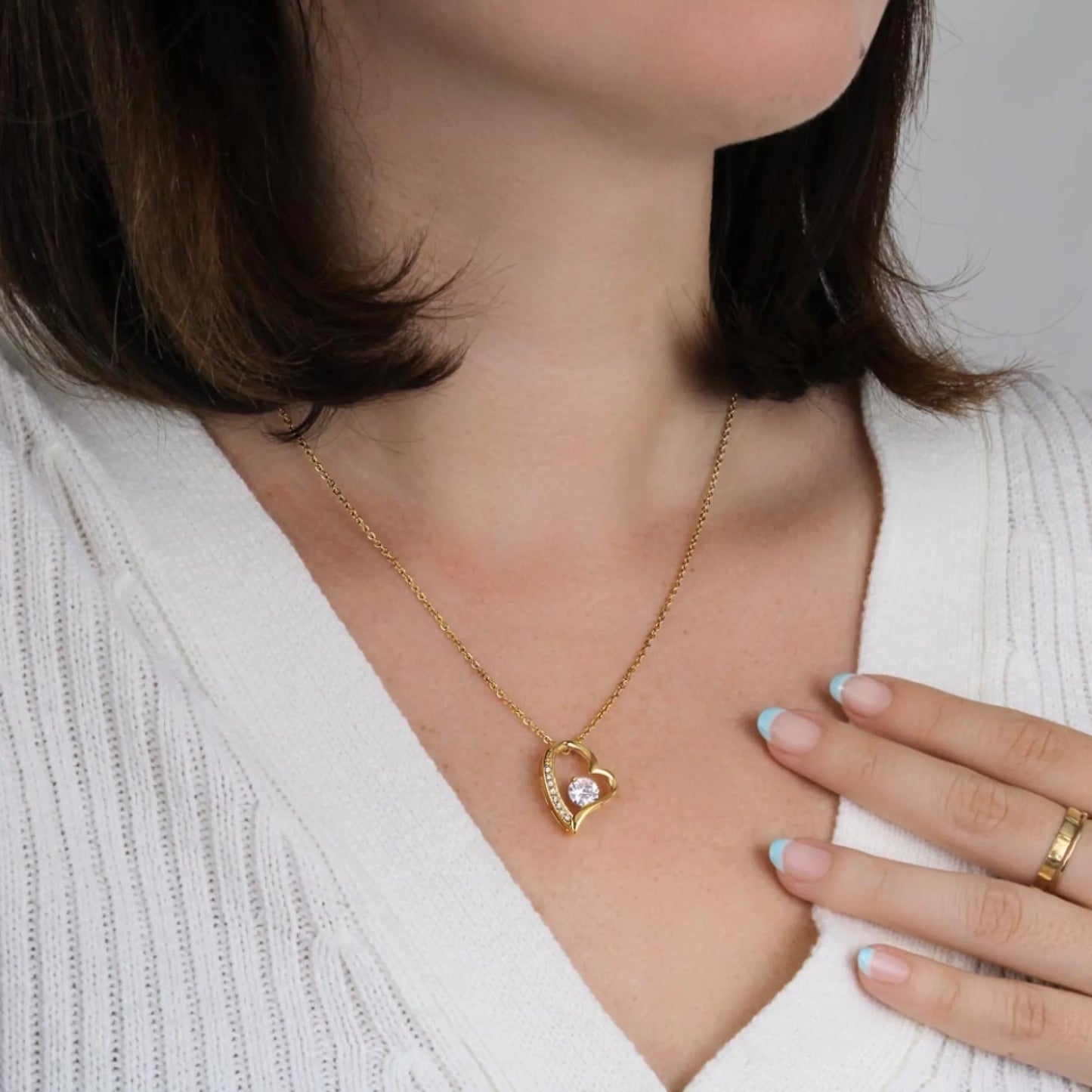 Love of My Life - Collier avec pendentif cœur doré et carte personnalisée (cadeau Saint Valentin)
