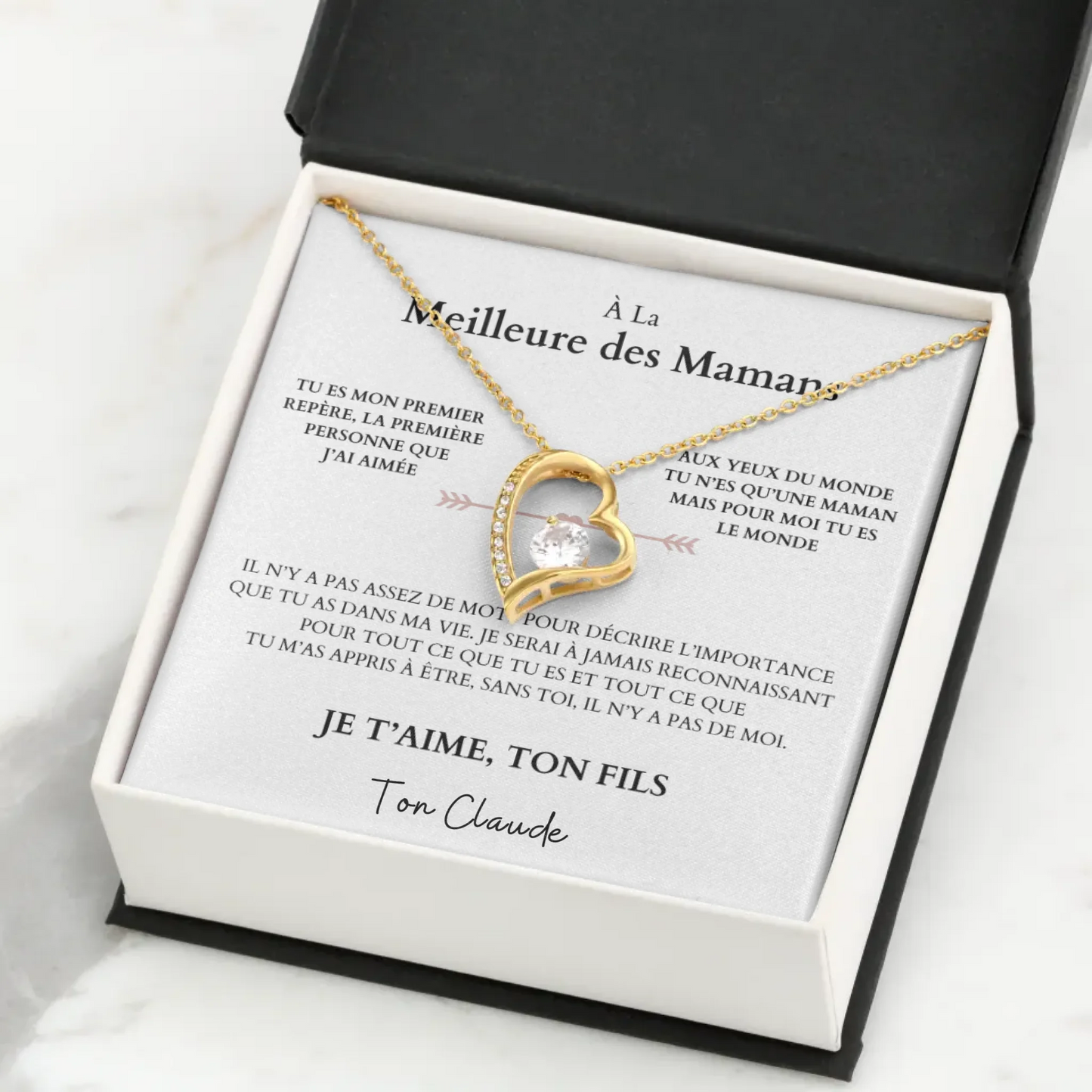 À la meilleure des mamans - Ketting met hangerhart en gepersonaliseerde kaart