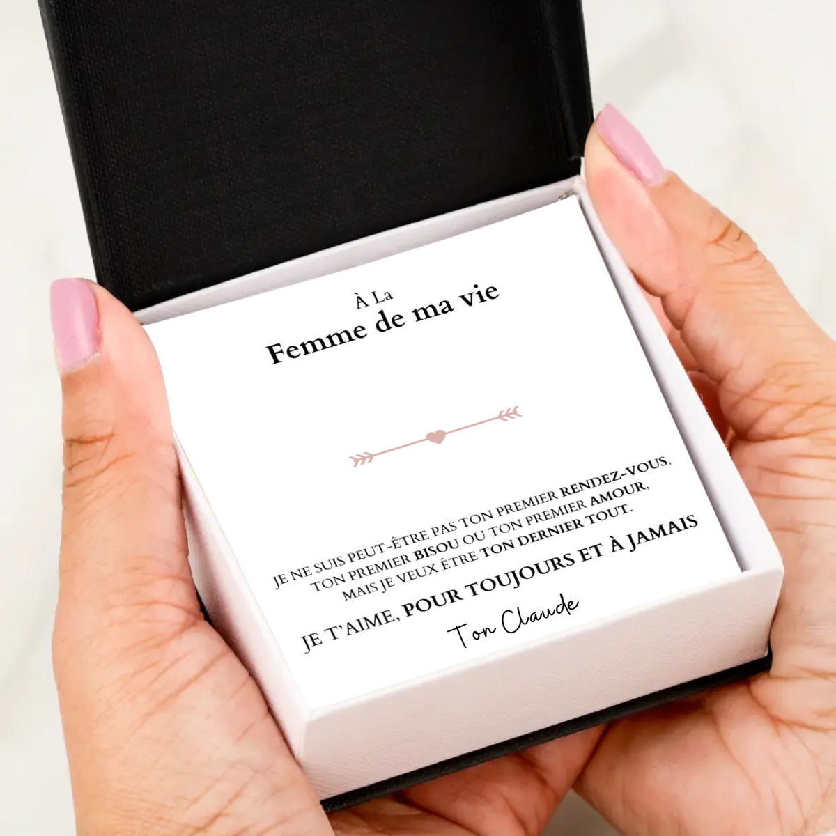 Je t'aime, pour toujours et à jamais - Collier avec pendentif coeur &amp; carte personnalisée