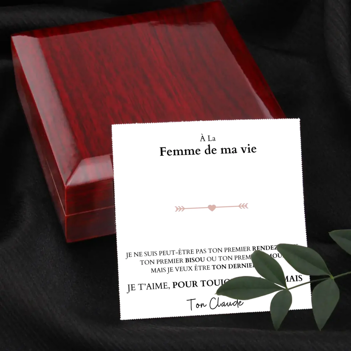 Je t'aime, pour toujours et à jamais - Collier avec pendentif coeur &amp; carte personnalisée