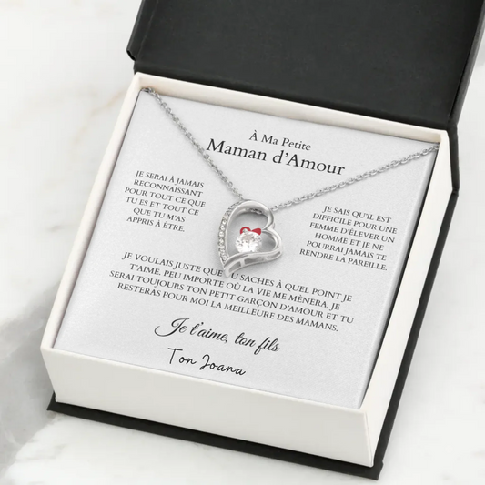À Ma Petite Maman d'Amour - Ketting met hangerhart en gepersonaliseerde kaart