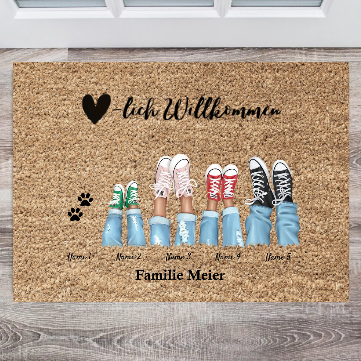 Welkom - Gepersonaliseerde familie deurmat (2-8 personen & huisdieren)