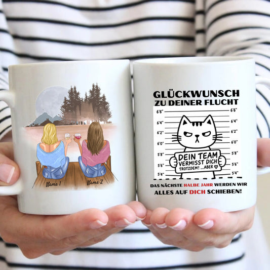 Félicitations pour votre évasion - Tasse personnalisée (2-4 personnes) pour collègues, collègues de travail, cadeau de départ amusant