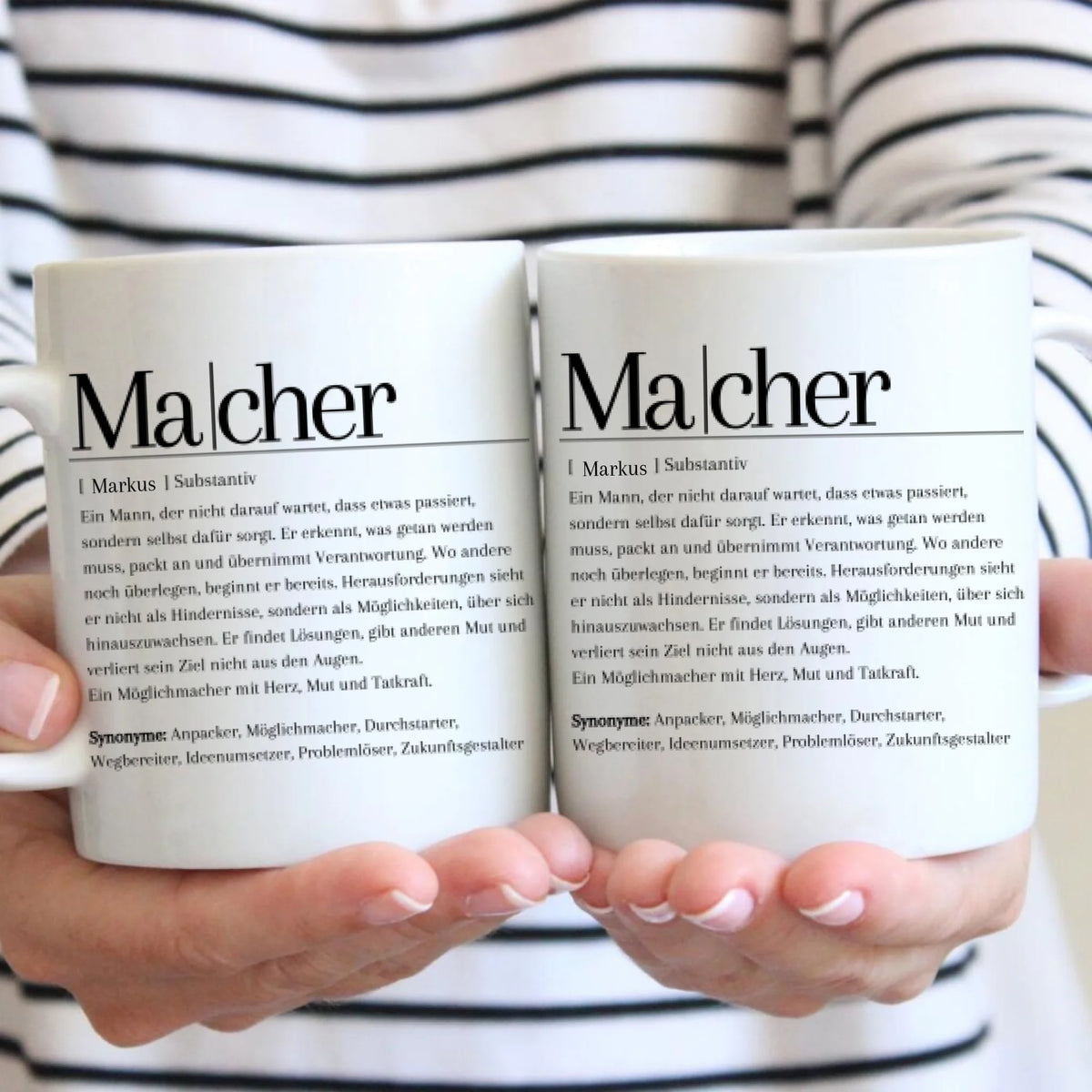 Definition Macher/ Macherin - Personalisierte Tasse für Freunde, Kollegen, Männer, witziges Geschenk