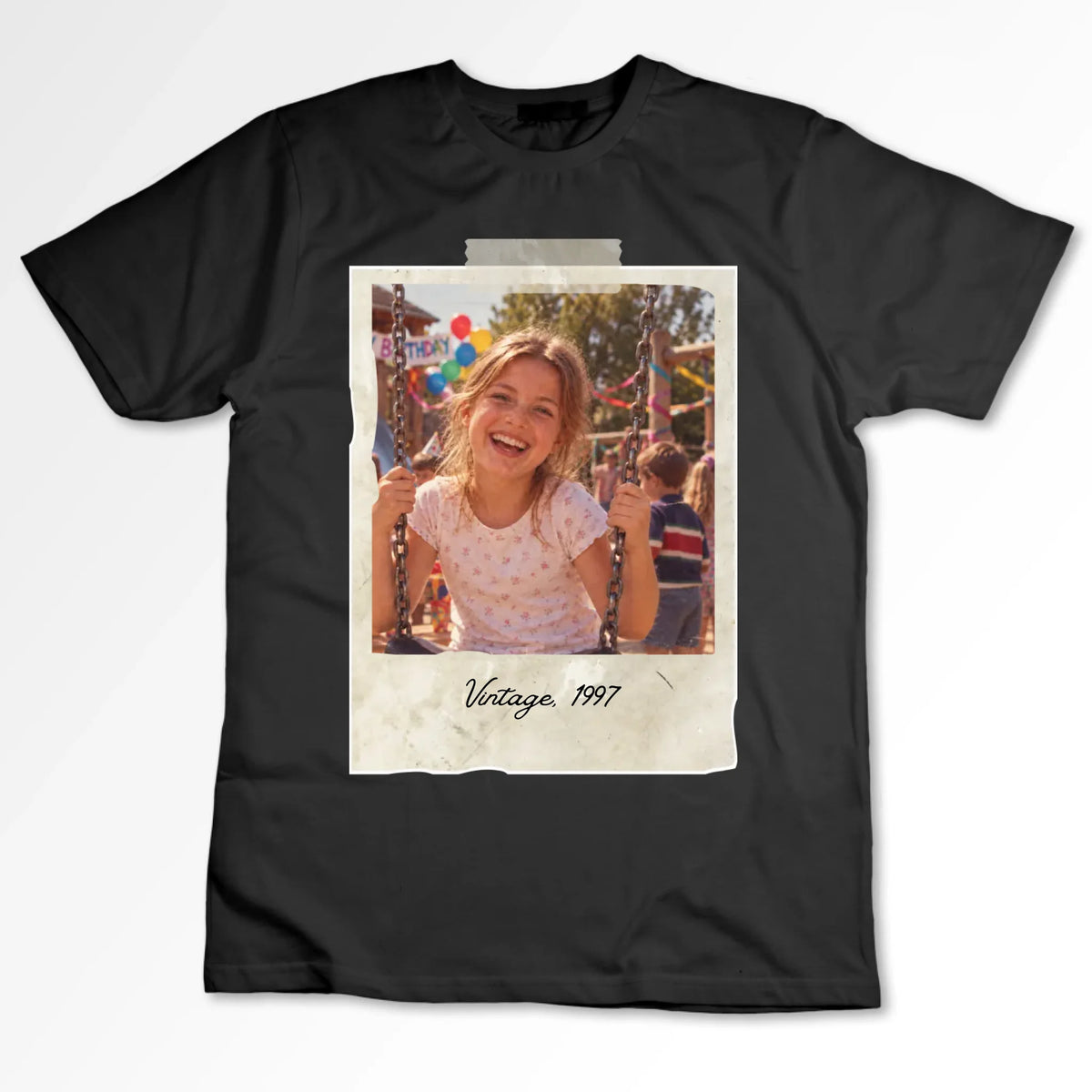 "Vintage Foto" - Personalisiertes T-Shirt (100% Baumwolle, Unisex, Eigenes Bild, Eigener Text
)