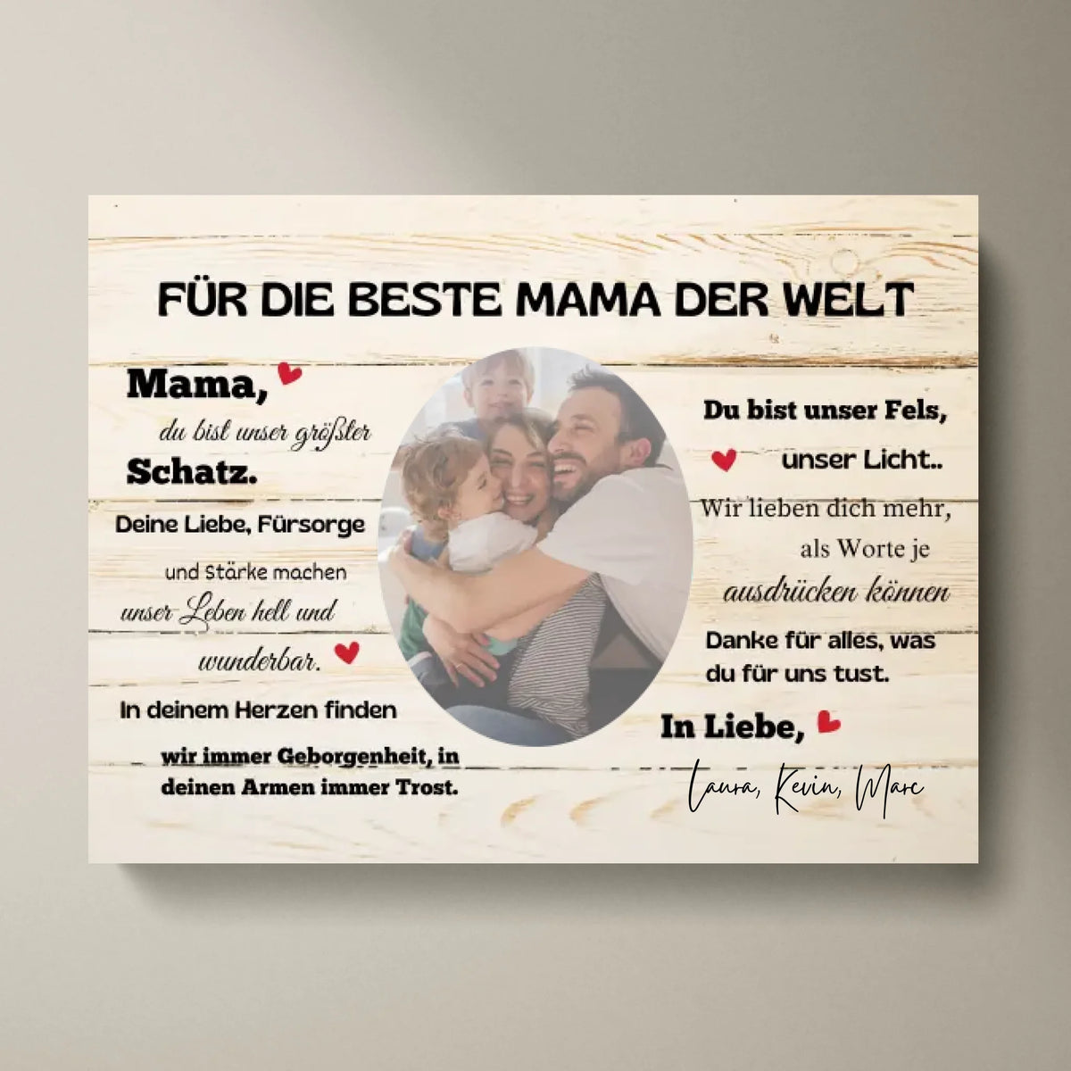 Pour la meilleure maman du monde - Toile photo personnalisée Famille