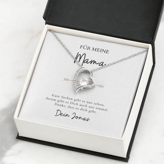 Forever Love "Voor mama" - Ketting met hartjeshanger & gepersonaliseerde kaart