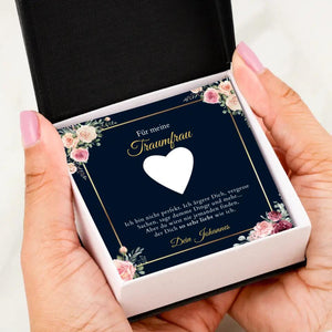 Forever Love "Femme de rêve" - Collier avec pendentif coeur en or & carte personnalisée