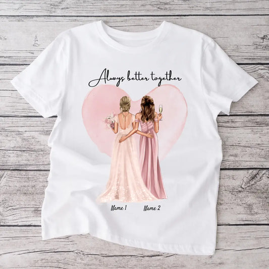 Mariée et demoiselle d'honneur - T-shirt personnalisé (100% coton, unisexe)