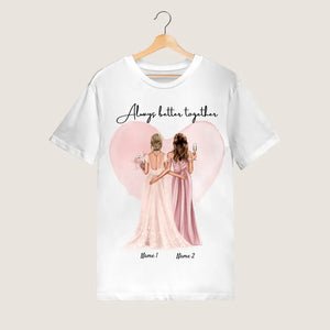 Bruid met bruidsmeisje - Gepersonaliseerd T-shirt (100% Katoen, Unisex)