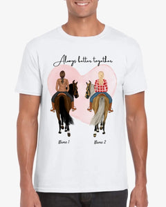 Beste paardenvrienden - Gepersonaliseerd T-shirt (1-3 ruiters)