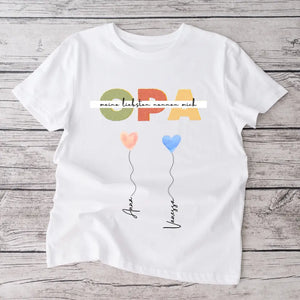Mes proches m'appellent OPA - T-shirt personnalisé Grand-père avec petits-enfants (100% coton, unisexe)