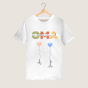 Mijn dierbaren noemen me OMA - Gepersonaliseerd T-shirt oma met kleinkinderen (100% katoen, unisex)