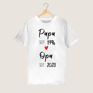 Papa sinds en opa sinds - Gepersonaliseerd T-shirt voor papa, opa, voor de aankondiging (100% katoen, unisex)