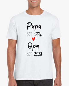 Papa sinds en opa sinds - Gepersonaliseerd T-shirt voor papa, opa, voor de aankondiging (100% katoen, unisex)