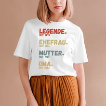 Charger l&#39;image dans la galerie, Pour Mamie - Légende depuis - T-shirt personnalisé pour les mères &amp; grands-mères (100% coton, unisexe)
