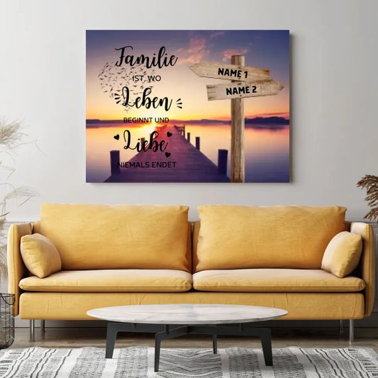 Onze favoriete plek - Gepersonaliseerd familiedoek met naamlabels & spreuk (2 - 8 personen)