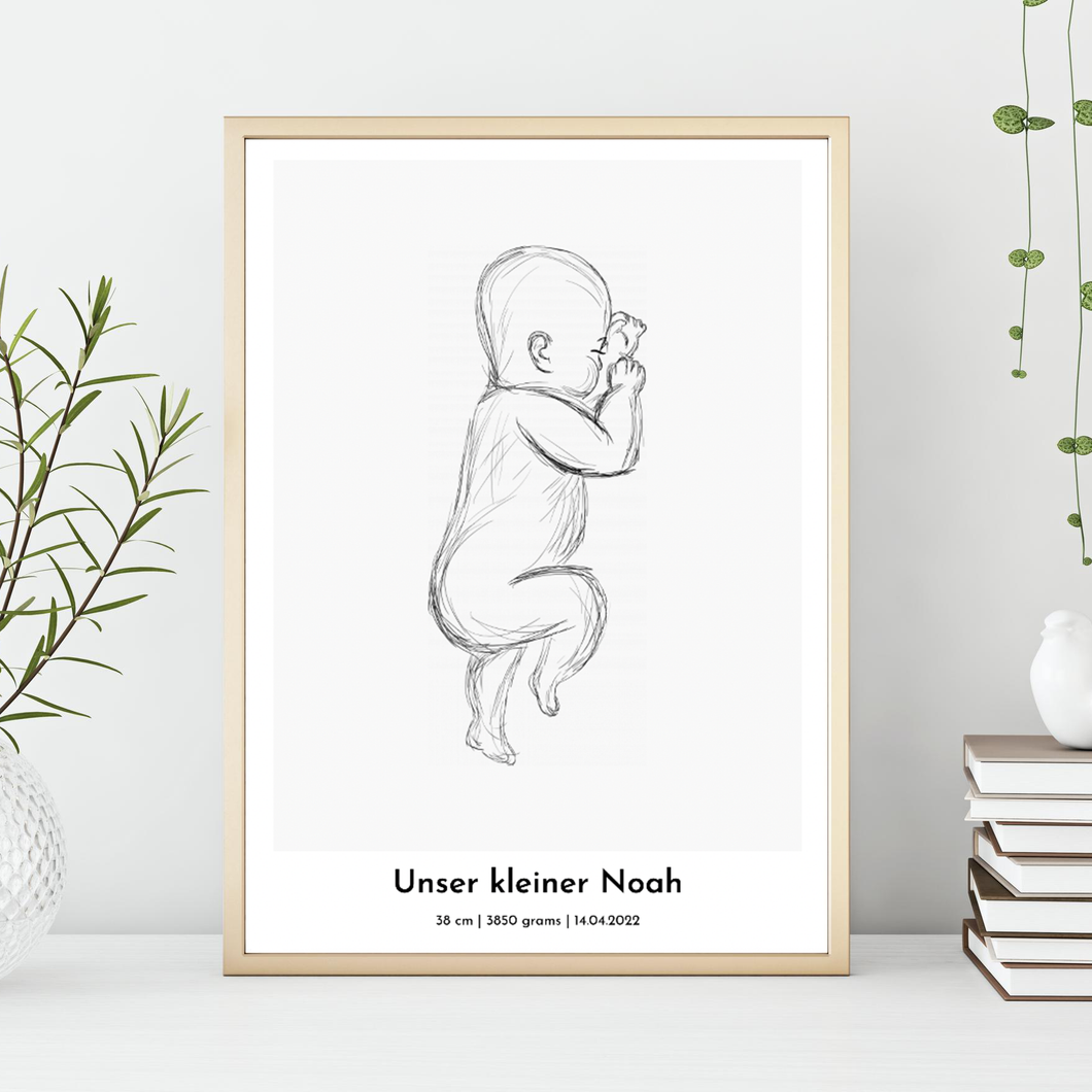 Baby Geboorte Poster individueel - Persoonlijke Poster op een schaal van 1:1